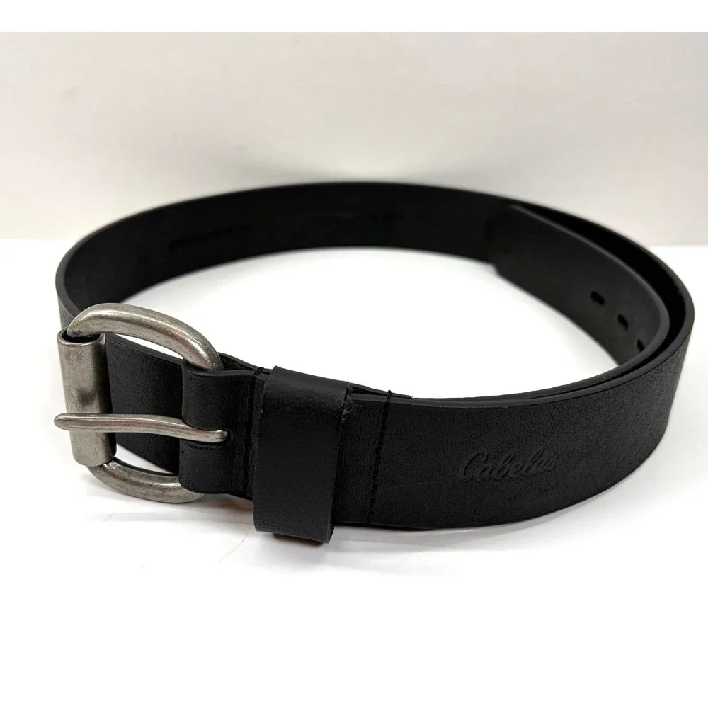 CABELAS Black BUFFALO LEATHER Belt Full Grain Roughneck 38